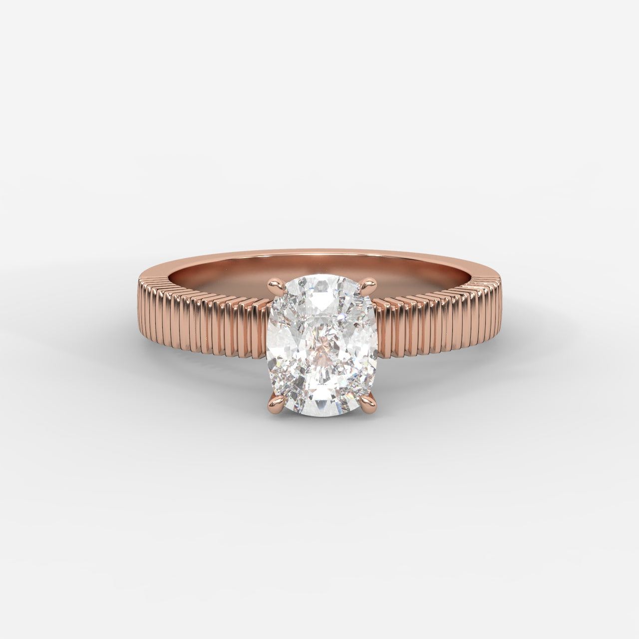 Laura Ribbed Solitaire Ring – Cushion
