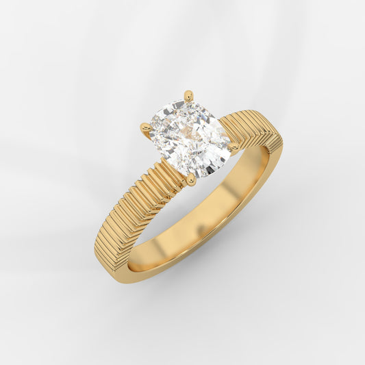 Laura Ribbed Solitaire Ring – Cushion