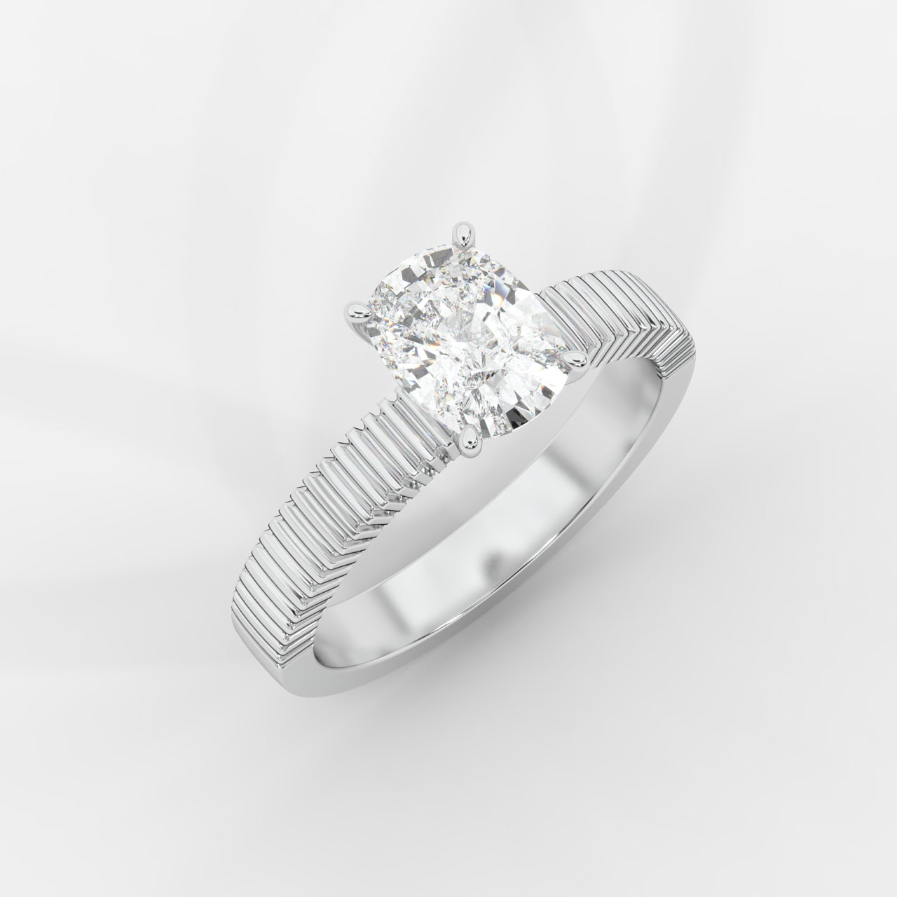 Laura Ribbed Solitaire Ring – Cushion