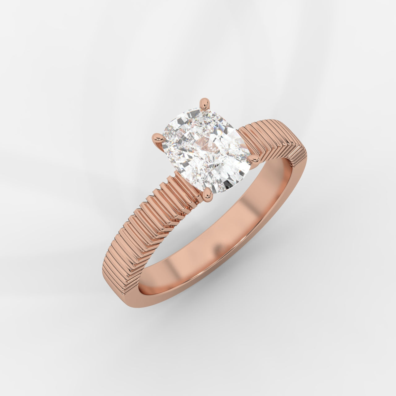 Laura Ribbed Solitaire Ring – Cushion