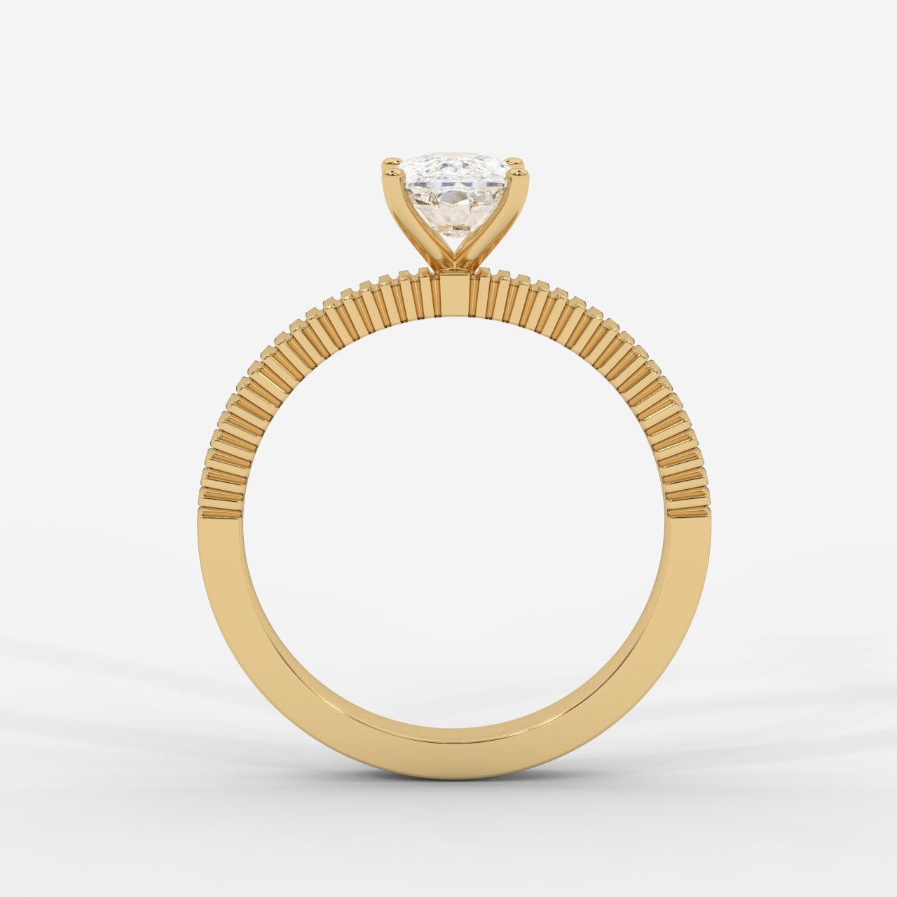 Laura Ribbed Solitaire Ring – Cushion