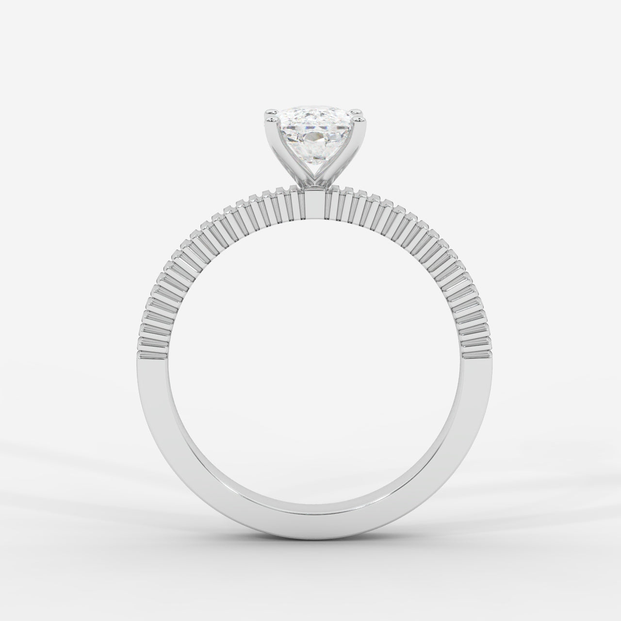 Laura Ribbed Solitaire Ring – Cushion