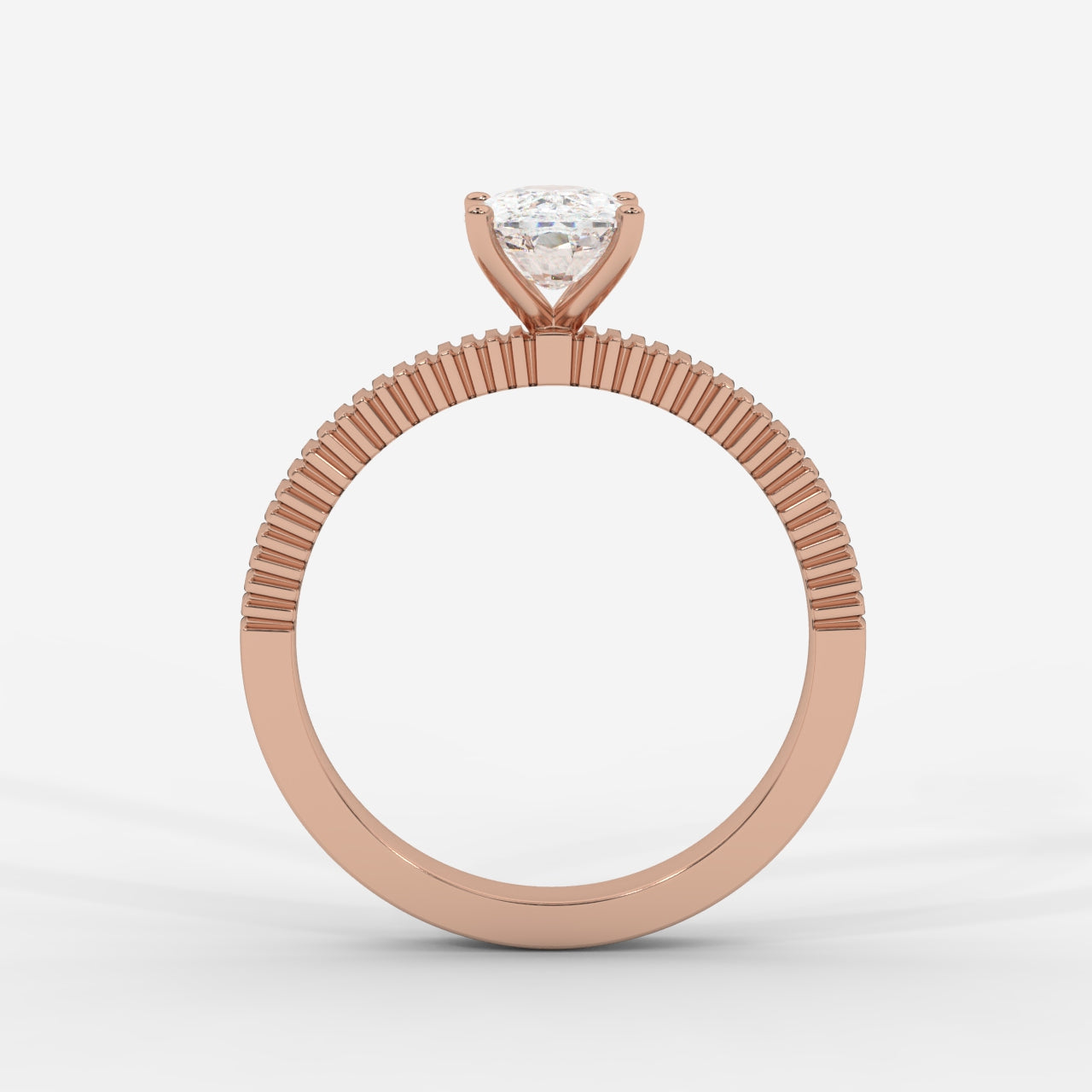 Laura Ribbed Solitaire Ring – Cushion