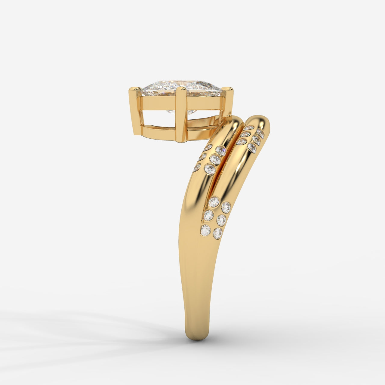 Serpentina Diamond Wrap Ring - Cushion