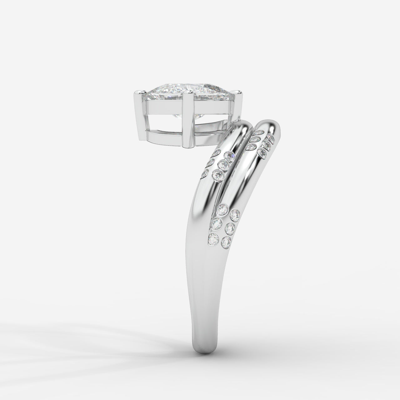 Serpentina Diamond Wrap Ring - Cushion