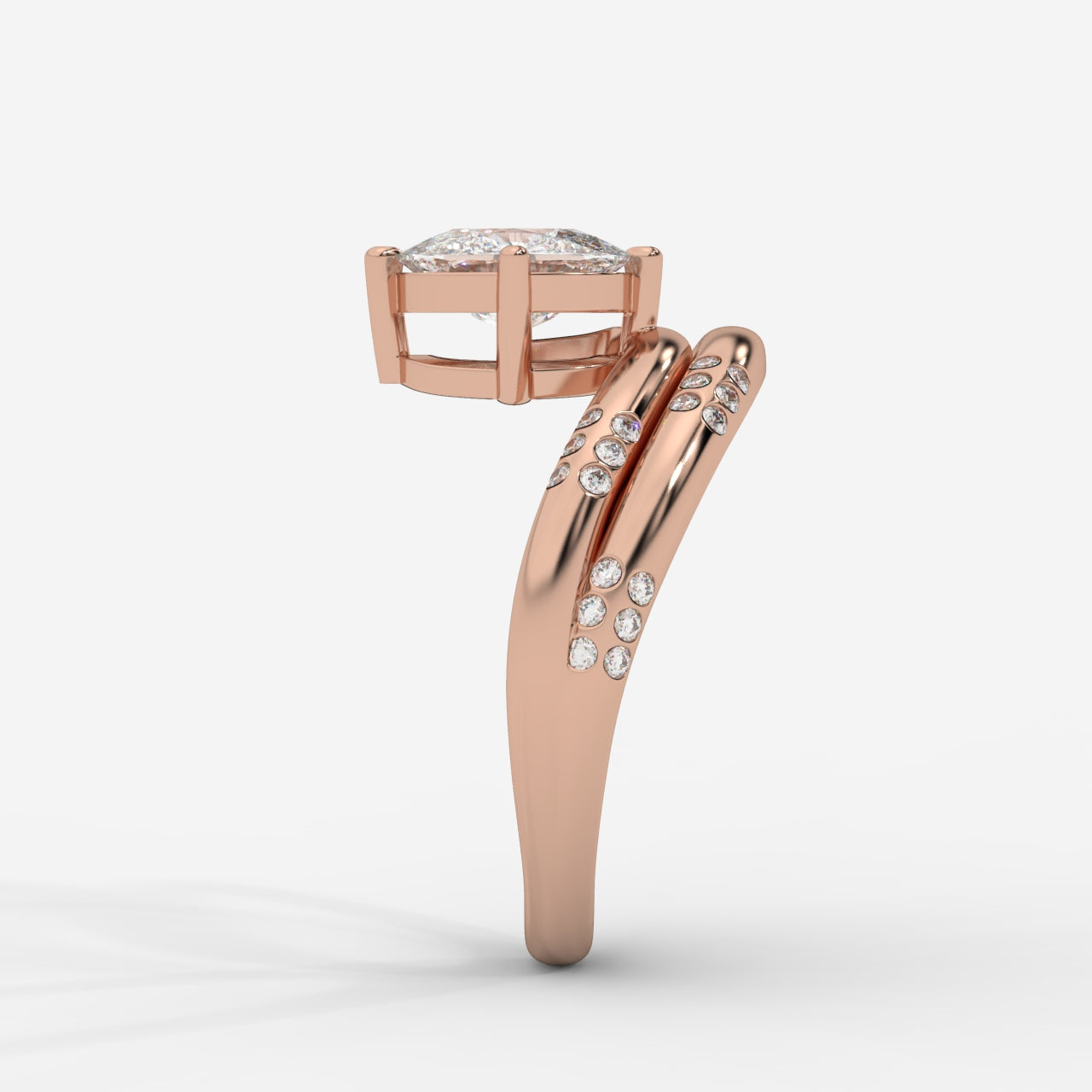 Serpentina Diamond Wrap Ring - Cushion