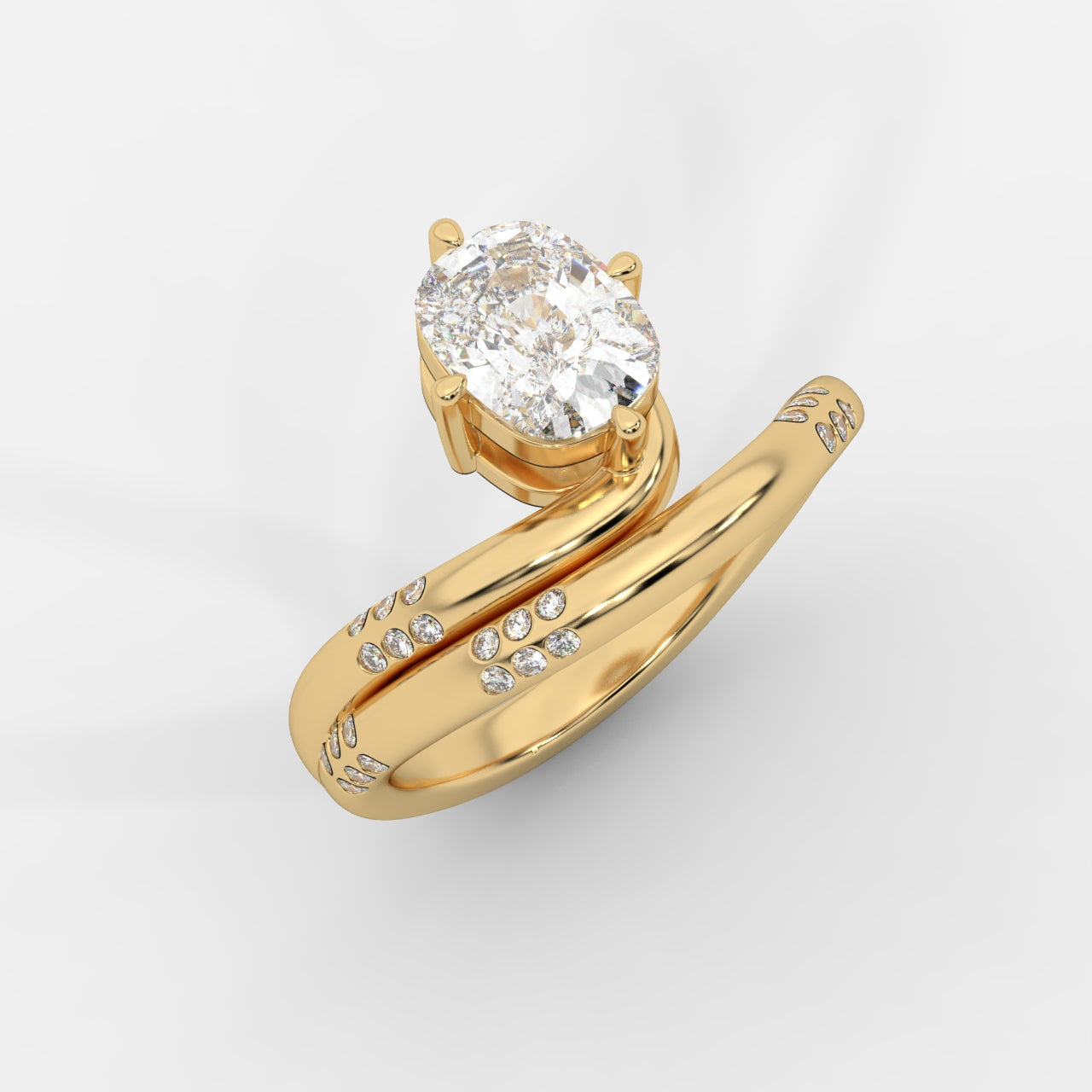 Serpentina Diamond Wrap Ring - Cushion