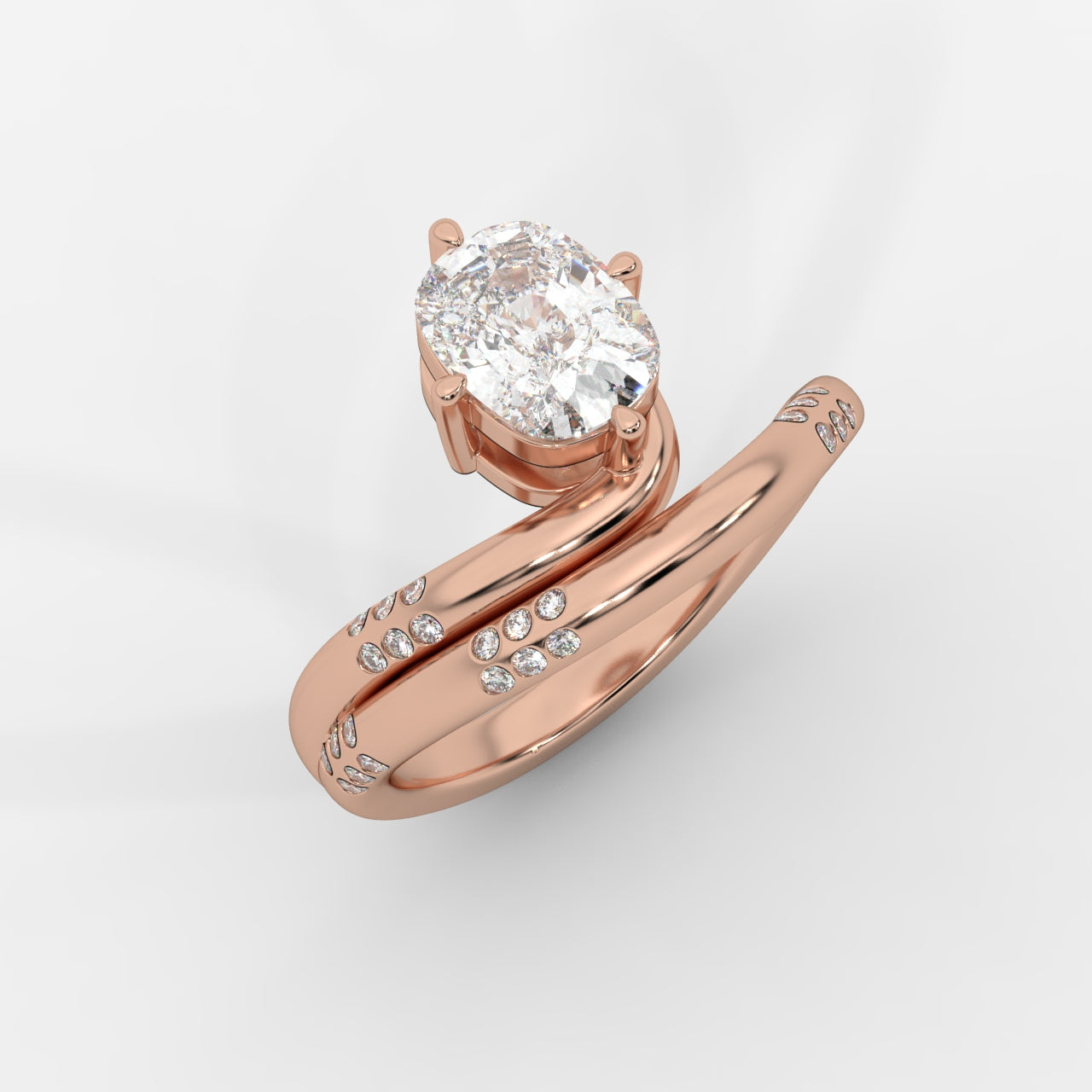 Serpentina Diamond Wrap Ring - Cushion