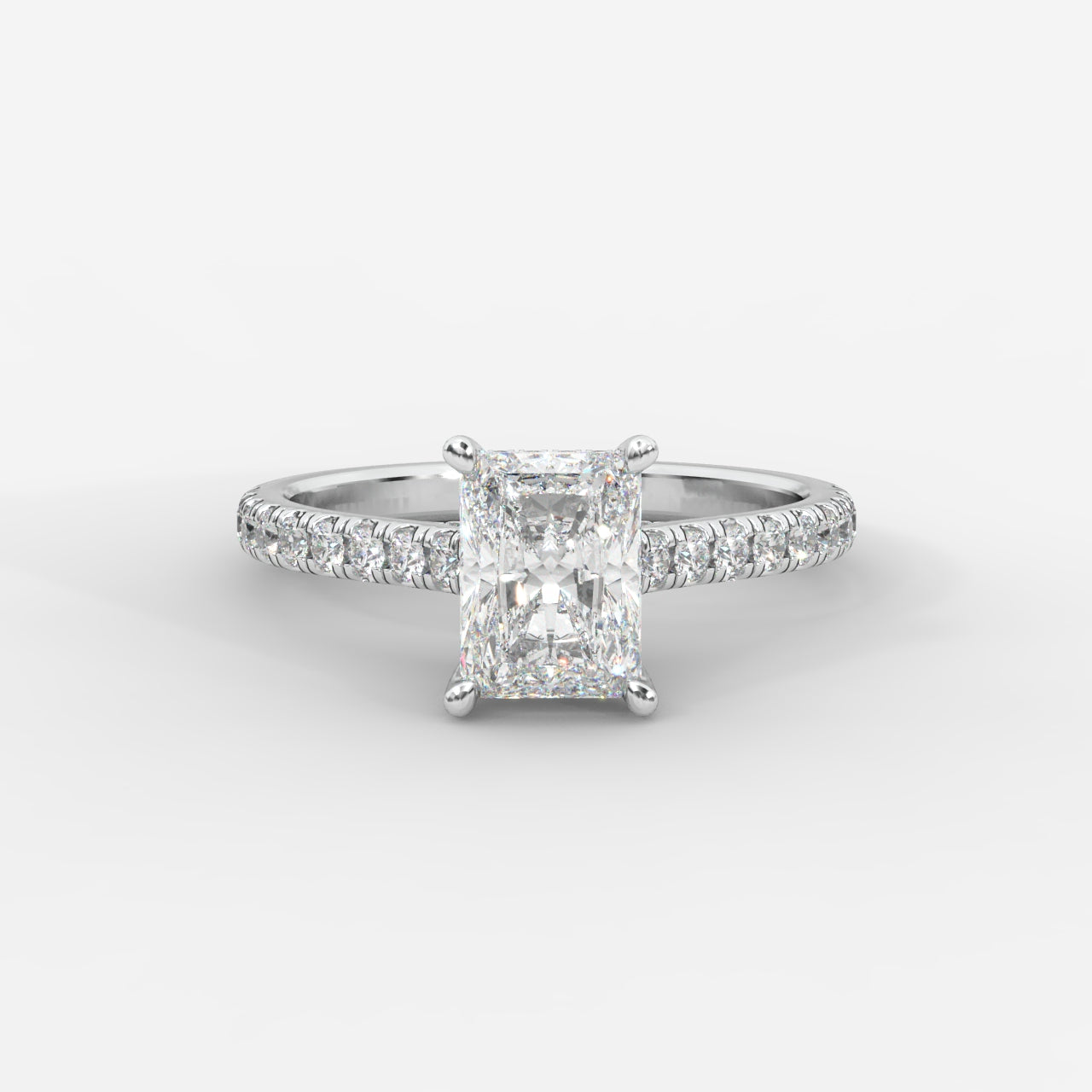 Audrey Hidden Halo Ring with Pavé Bridge and Band - Radiant