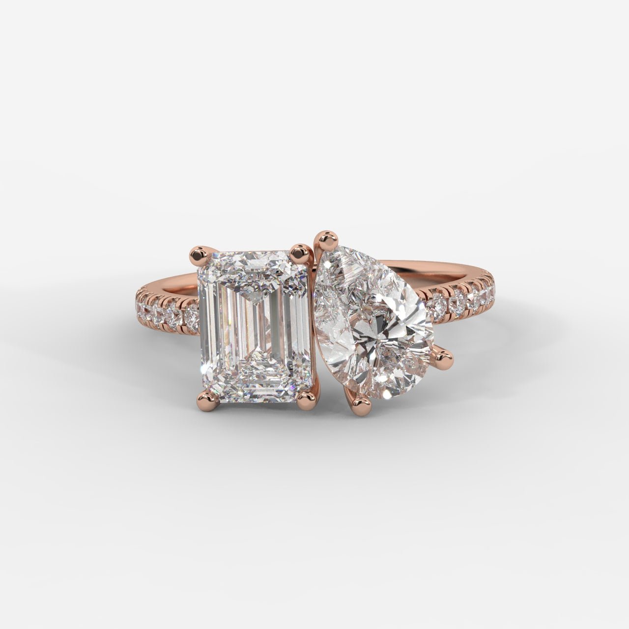 Adele Toi et Moi Diamond Ring – Emerald & Pear - AYKA JEWELS