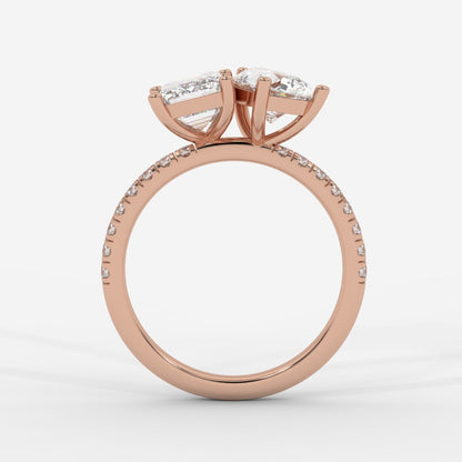 Adele Toi et Moi Diamond Ring – Emerald & Pear - AYKA JEWELS