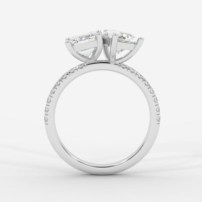 Adele Toi et Moi Diamond Ring – Emerald & Pear - AYKA JEWELS