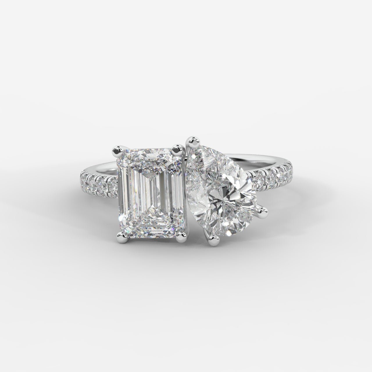 Adele Toi et Moi Diamond Ring – Emerald & Pear - AYKA JEWELS