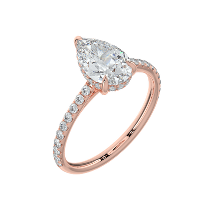 Alina Diamond Ring with Pavé Band - Pear - AYKA JEWELS