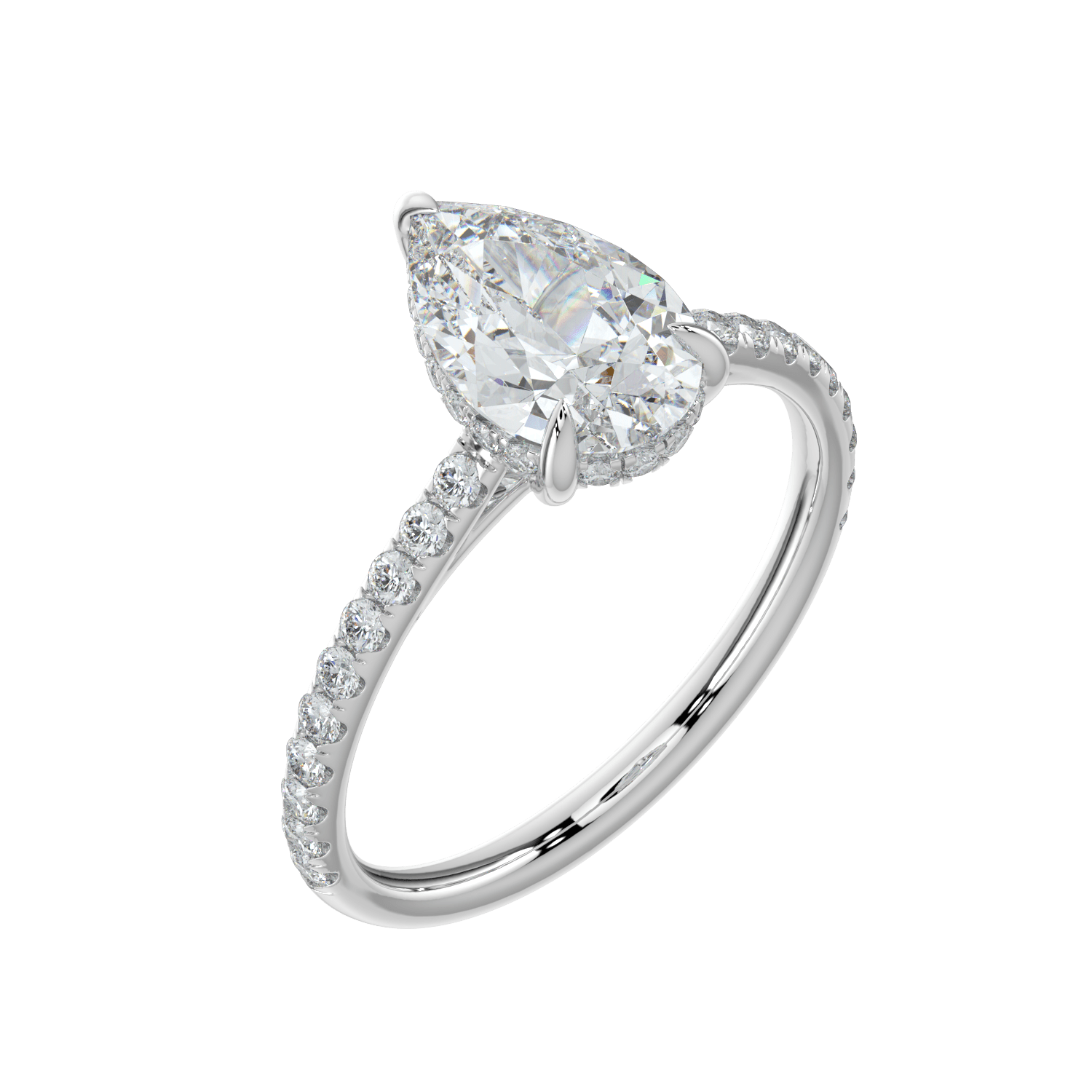 Alina Diamond Ring with Pavé Band - Pear - AYKA JEWELS