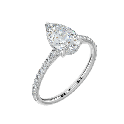 Alina Diamond Ring with Pavé Band - Pear - AYKA JEWELS