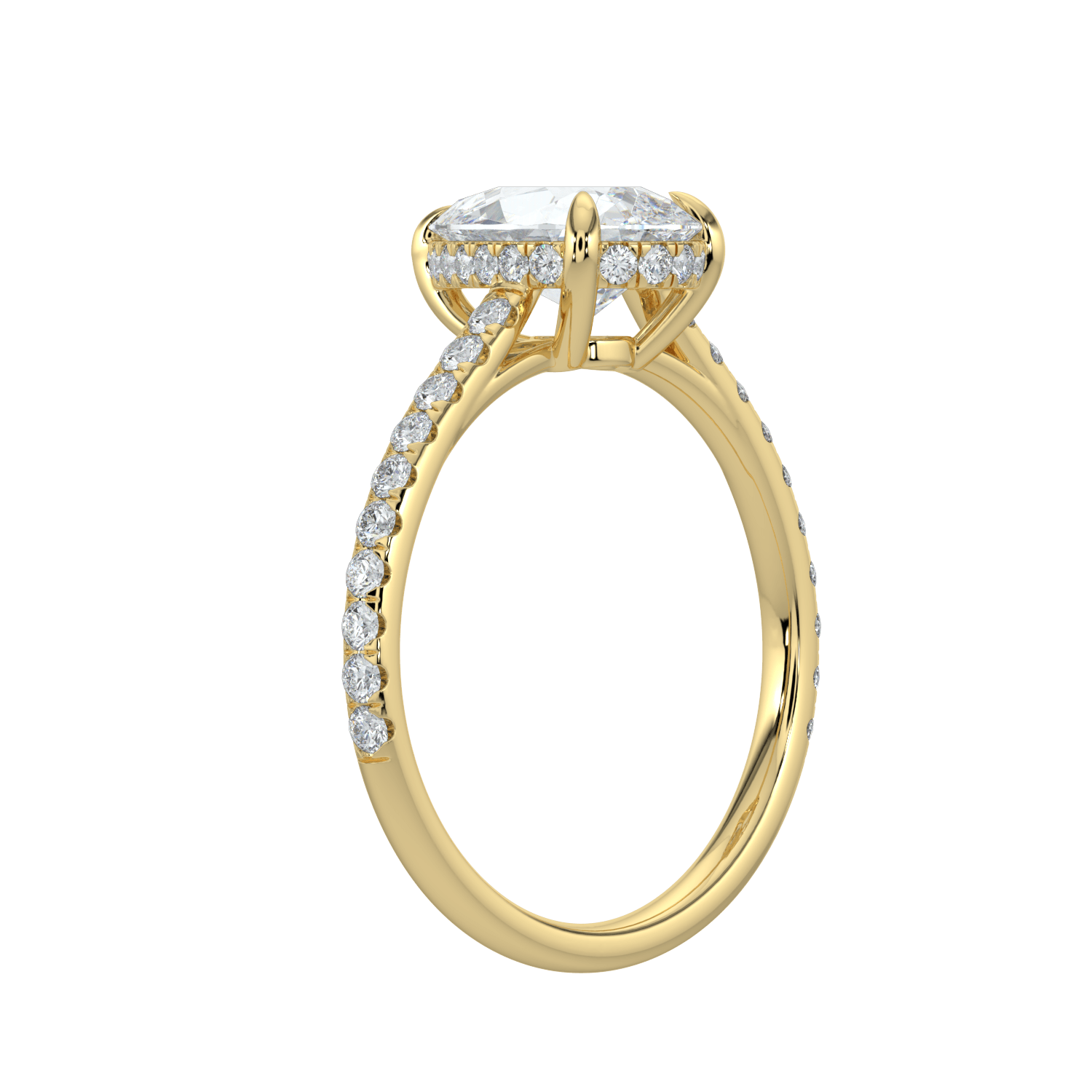 Alina Diamond Ring with Pavé Band - Pear - AYKA JEWELS