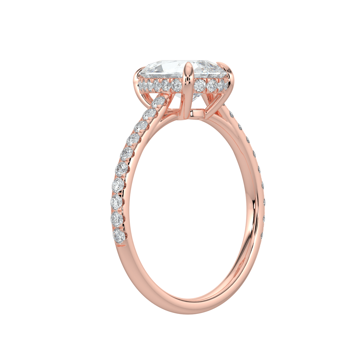 Alina Diamond Ring with Pavé Band - Pear - AYKA JEWELS