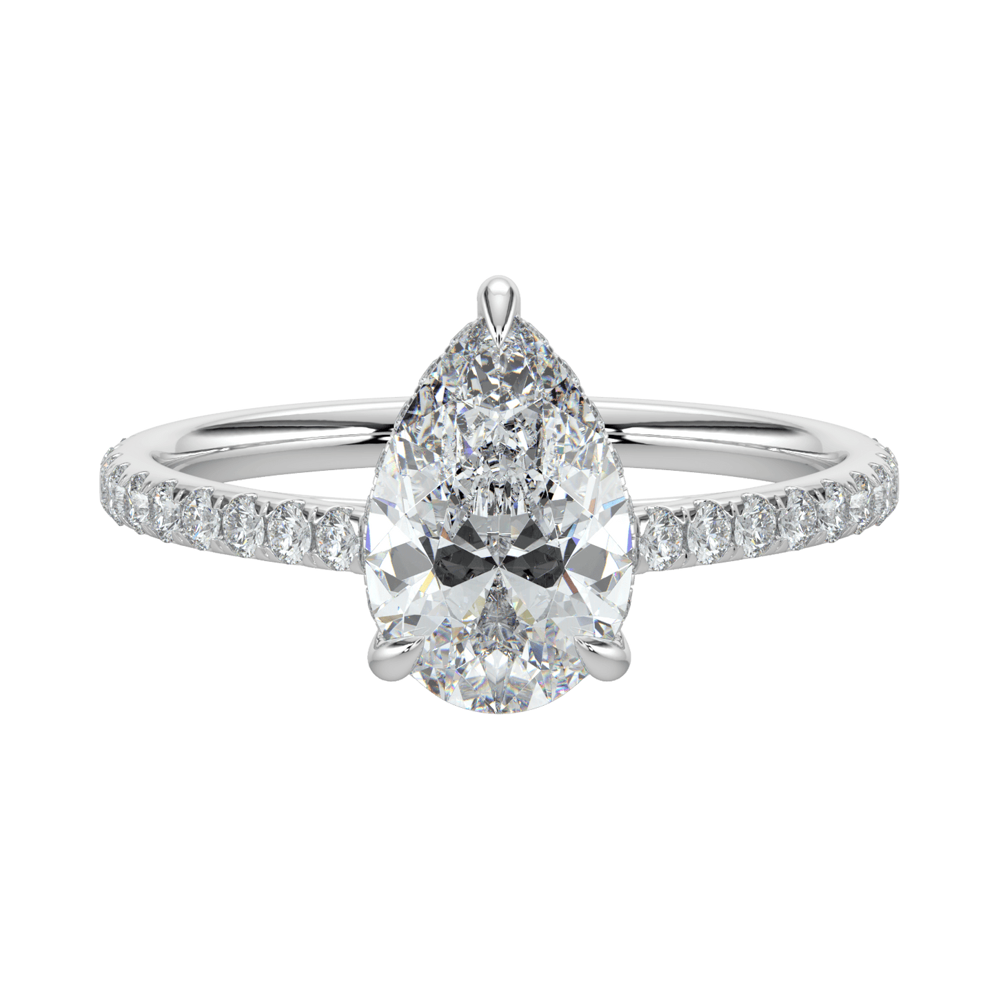 Alina Diamond Ring with Pavé Band - Pear - AYKA JEWELS