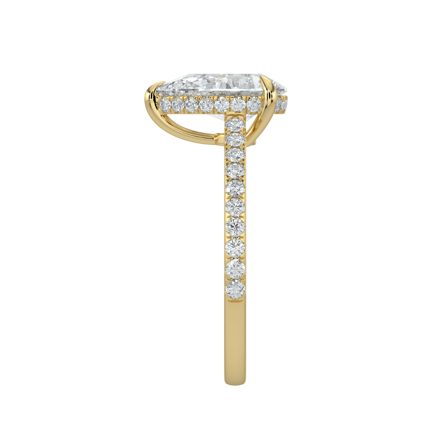 Alina Diamond Ring with Pavé Band - Pear - AYKA JEWELS