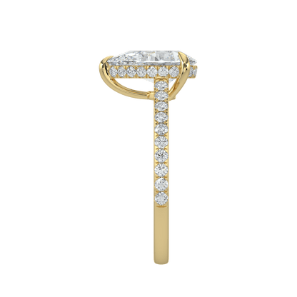 Alina Diamond Ring with Pavé Band - Pear - AYKA JEWELS