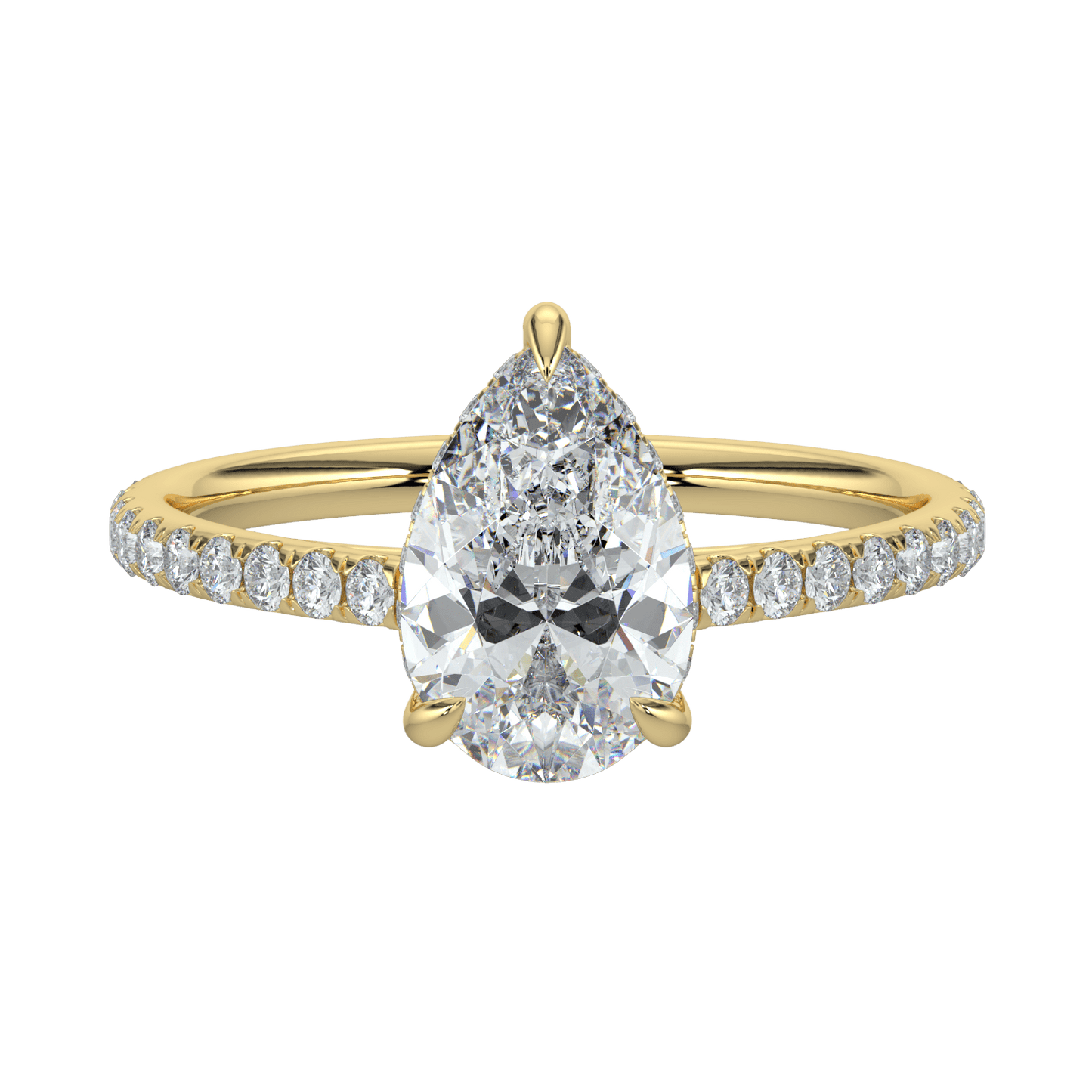 Alina Diamond Ring with Pavé Band - Pear - AYKA JEWELS