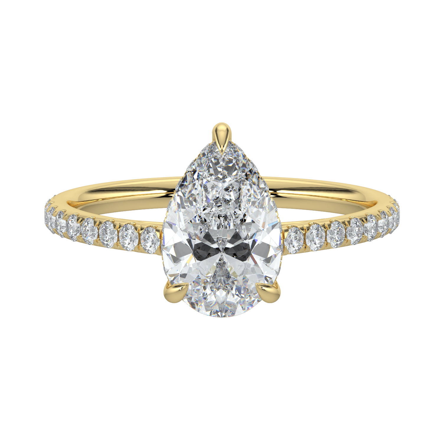 Alina Diamond Ring with Pavé Band - Pear - AYKA JEWELS