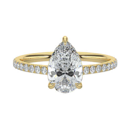 Alina Diamond Ring with Pavé Band - Pear - AYKA JEWELS