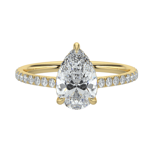 Alina Diamond Ring with Pavé Band - Pear - AYKA JEWELS