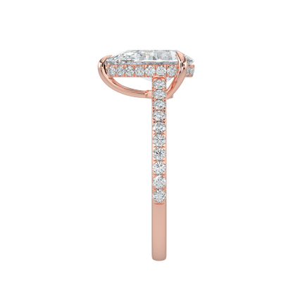 Alina Diamond Ring with Pavé Band - Pear - AYKA JEWELS