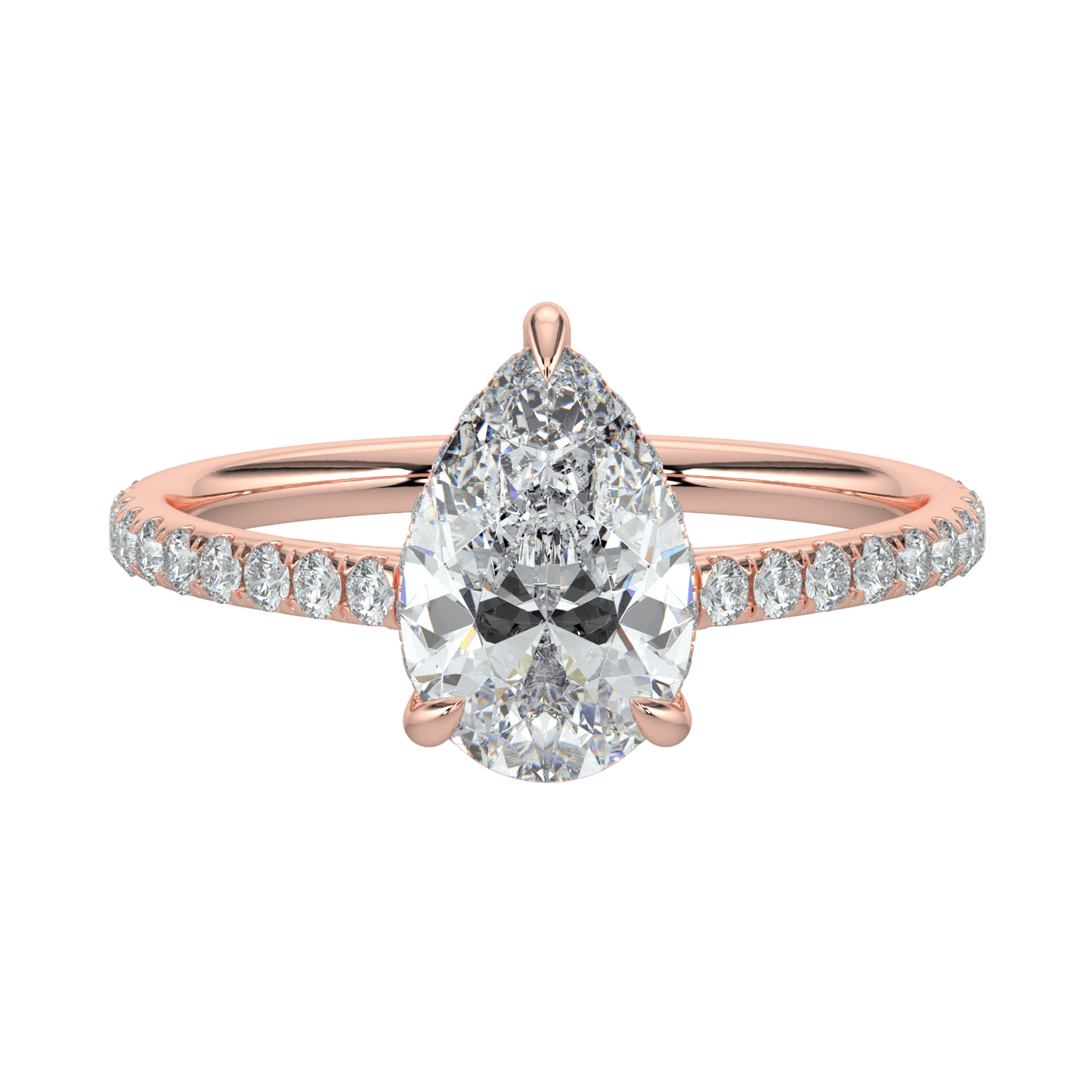Alina Diamond Ring with Pavé Band - Pear - AYKA JEWELS