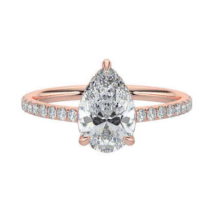 Alina Diamond Ring with Pavé Band - Pear - AYKA JEWELS