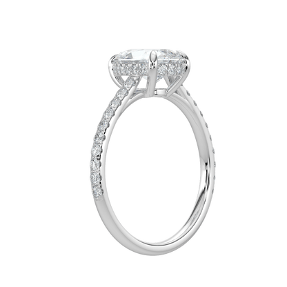 Alina Diamond Ring with Pavé Band - Pear - AYKA JEWELS