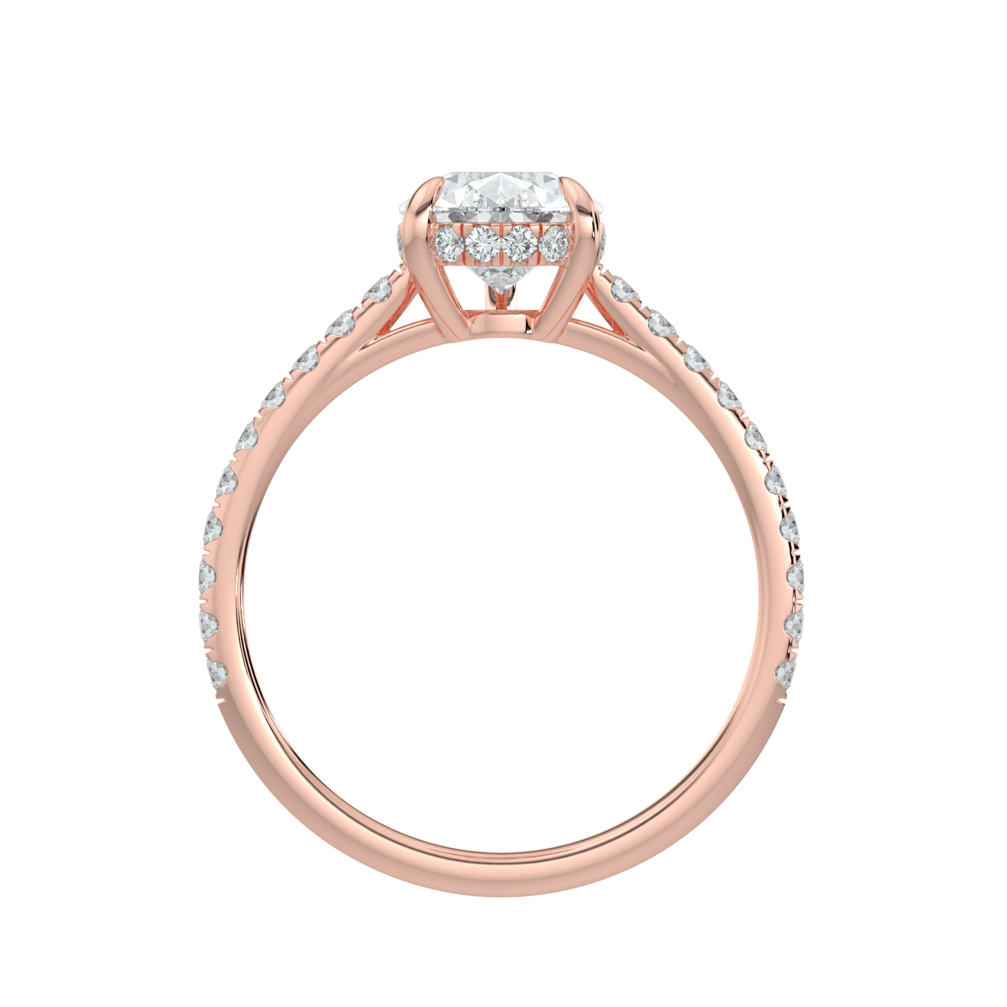 Alina Diamond Ring with Pavé Band - Pear - AYKA JEWELS
