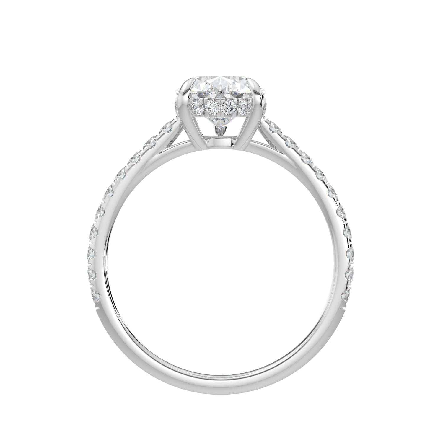 Alina Diamond Ring with Pavé Band - Pear - AYKA JEWELS