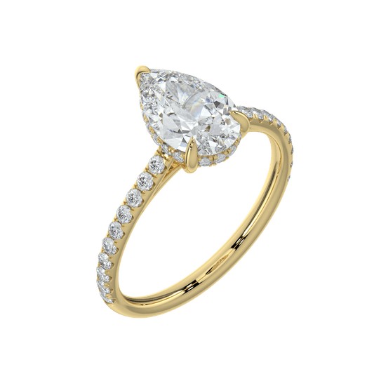 Alina Diamond Ring with Pavé Band - Pear - AYKA JEWELS