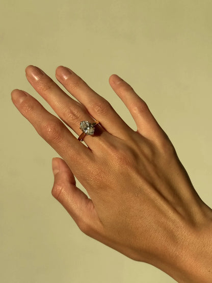 Amara Diamond Ring with Petal Prongs and Pavé Bridge - Oval - AYKA JEWELS