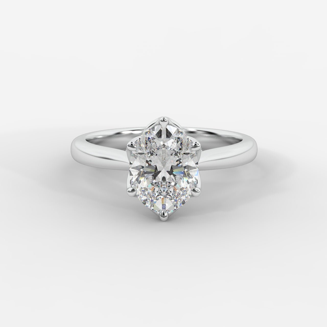 Amara Diamond Ring with Petal Prongs and Pavé Bridge - Oval - AYKA JEWELS