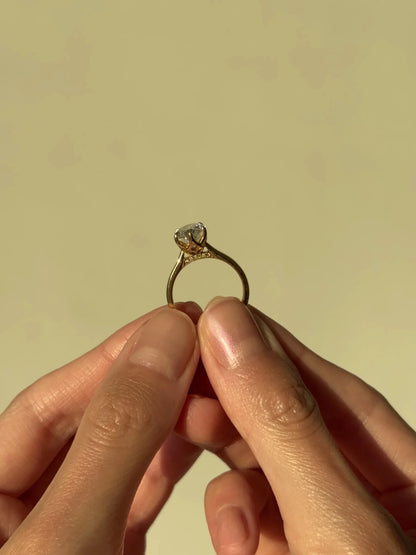 Amara Diamond Ring with Petal Prongs and Pavé Bridge - Oval - AYKA JEWELS