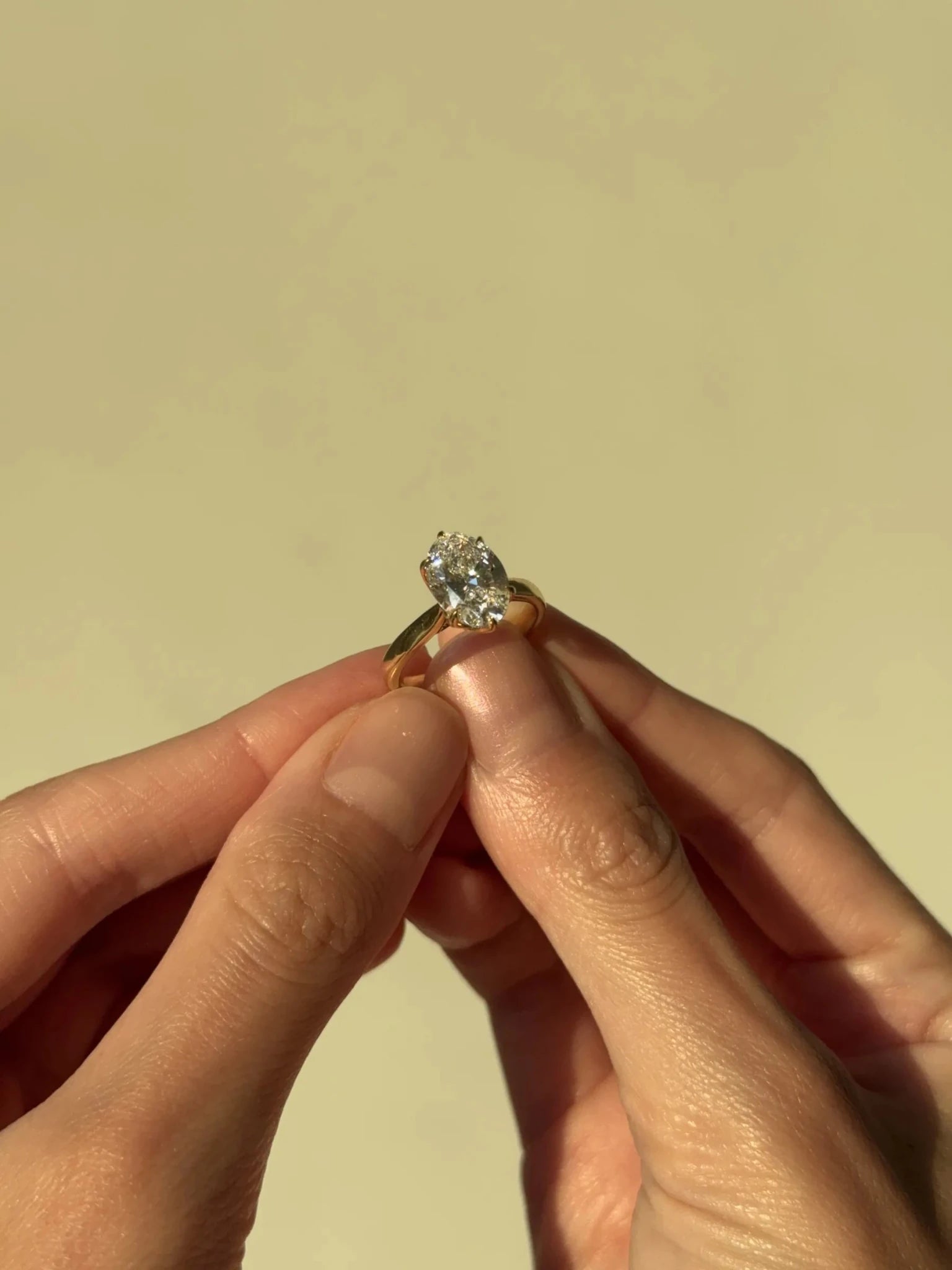 Amara Diamond Ring with Petal Prongs and Pavé Bridge - Oval - AYKA JEWELS
