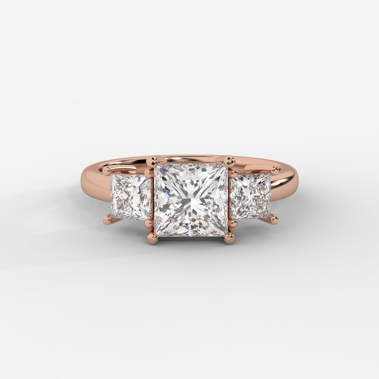 Amaris Brilliant Three - Stone Ring with Classic Prong Setting - Princess - AYKA JEWELS
