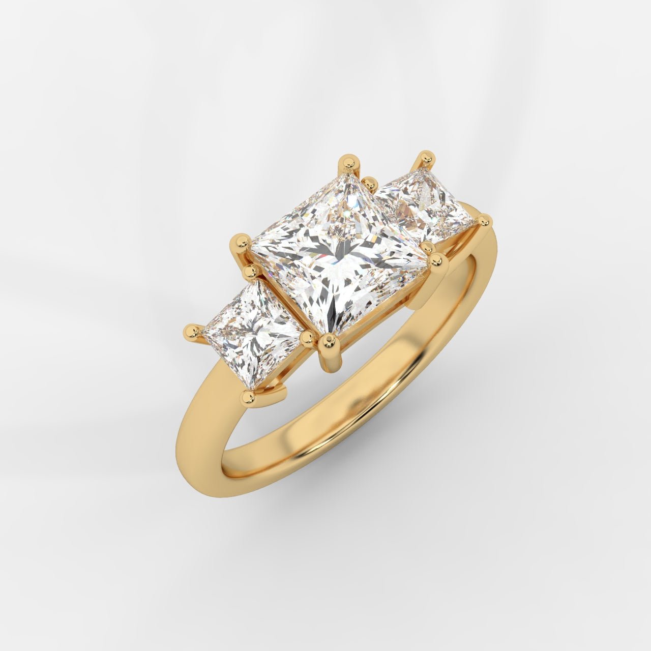 Amaris Brilliant Three - Stone Ring with Classic Prong Setting - Princess - AYKA JEWELS