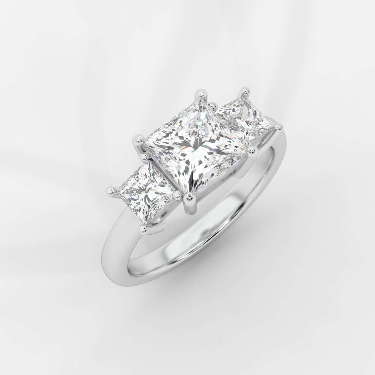 Amaris Brilliant Three - Stone Ring with Classic Prong Setting - Princess - AYKA JEWELS