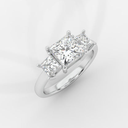 Amaris Brilliant Three - Stone Ring with Classic Prong Setting - Princess - AYKA JEWELS