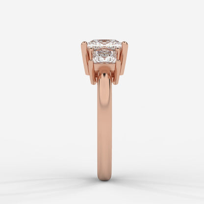Amaris Brilliant Three - Stone Ring with Classic Prong Setting - Princess - AYKA JEWELS