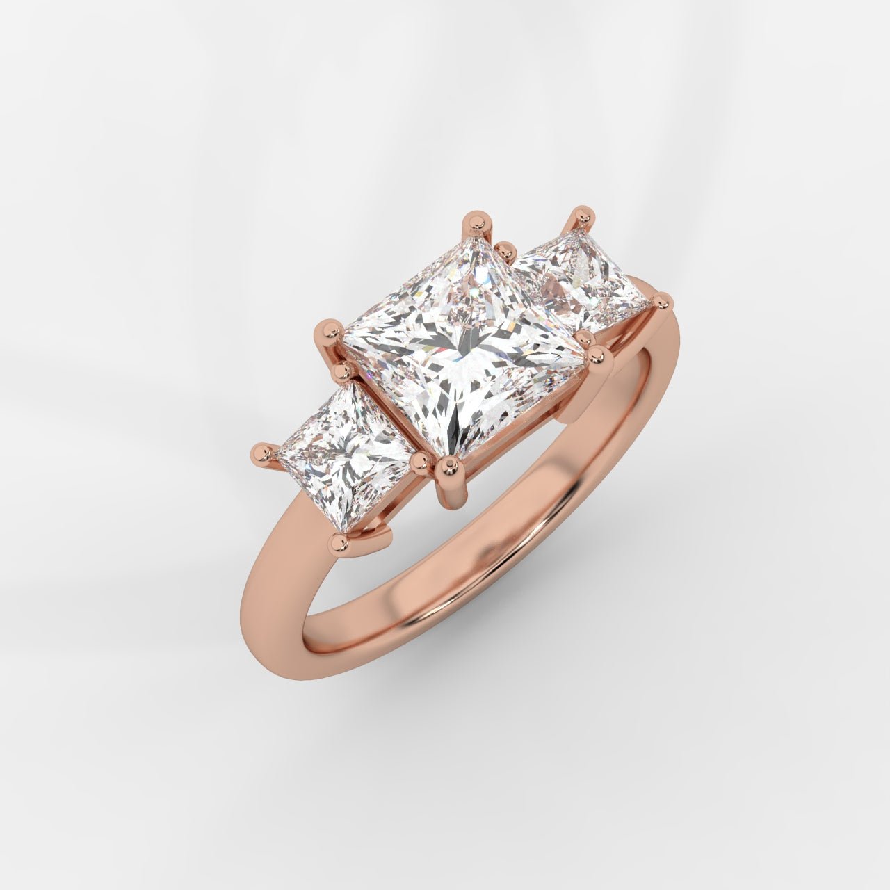 Amaris Brilliant Three - Stone Ring with Classic Prong Setting - Princess - AYKA JEWELS