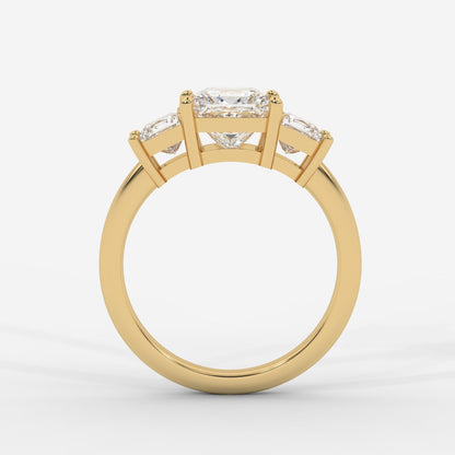 Amaris Brilliant Three - Stone Ring with Classic Prong Setting - Princess - AYKA JEWELS