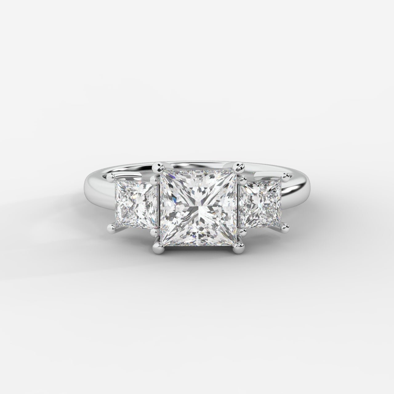 Amaris Brilliant Three - Stone Ring with Classic Prong Setting - Princess - AYKA JEWELS