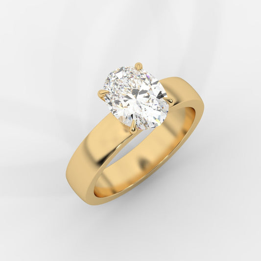 Amelia Cigar Band Solitaire Ring - Oval - AYKA JEWELS