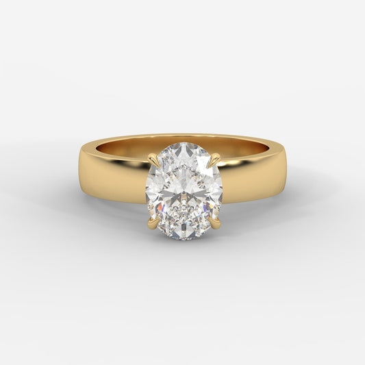 Amelia Cigar Band Solitaire Ring - Oval - AYKA JEWELS